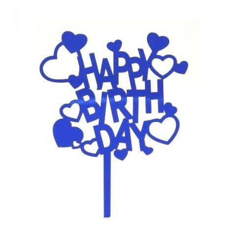 Topper Tarta Happy Birthday Azul