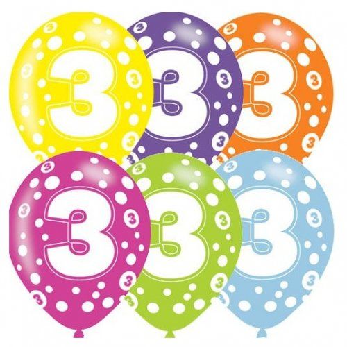 6 Globos Latex Colores Nº3