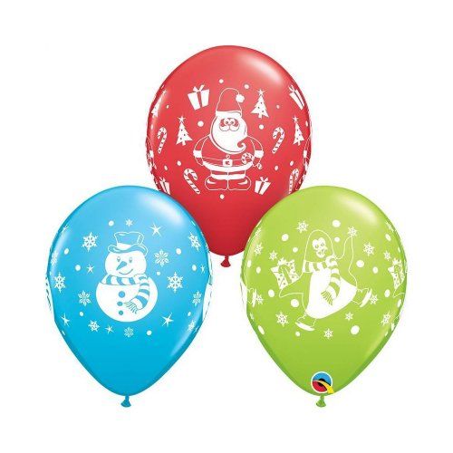 globos muneco de nieve pingueino y papa noel 6 uds