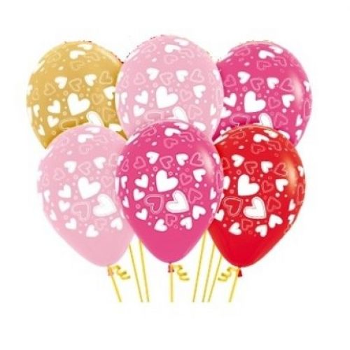 6 Globos Latex Corazones