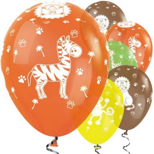 6 Globos Latex Colores Animales Selva