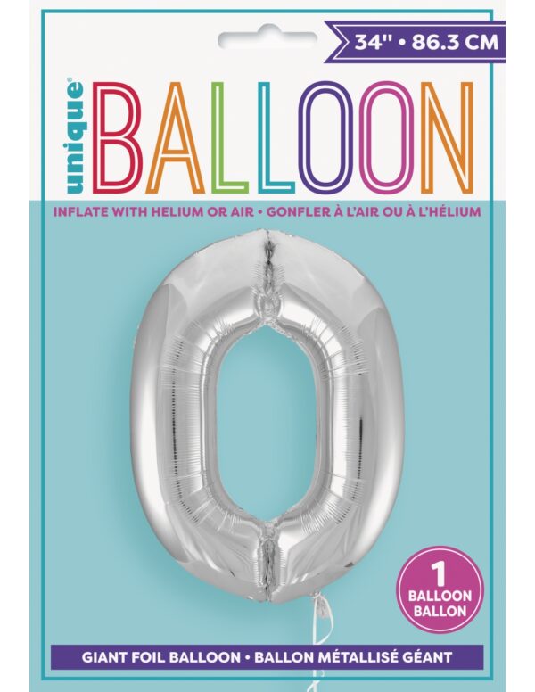 Globo Foil Número 0 Plata