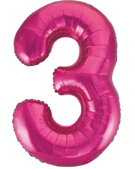 Globo Foil Número 3 Fucsia