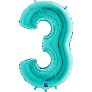 Globo Foil Número 3 Tiffany