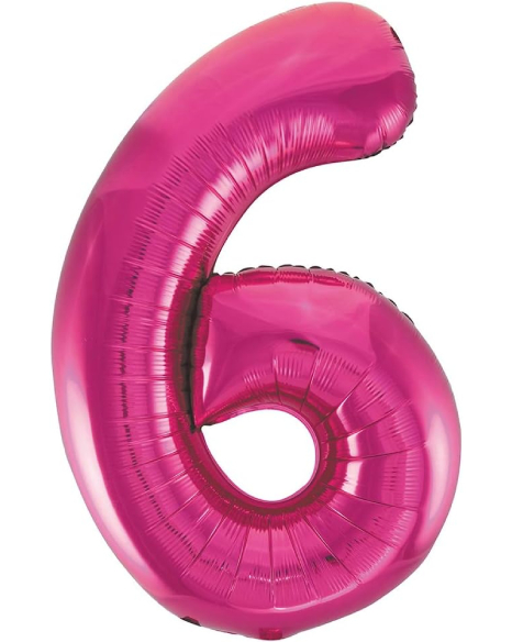 Globo Foil Número 6 Fucsia