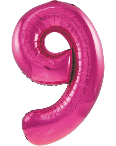 Globo Foil Número 9 Fucsia
