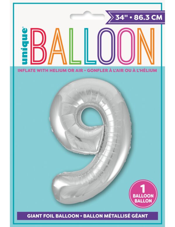 Globo Foil Número 9 Plata