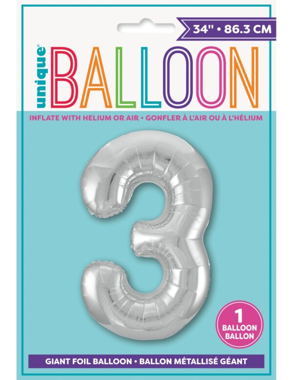 Globo Foil Número 3 Plata