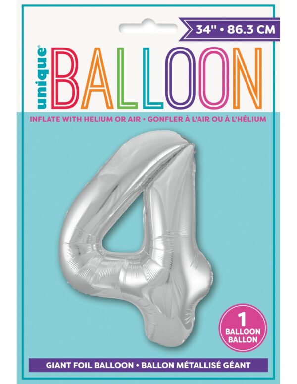 Globo Foil Número 4 Plata