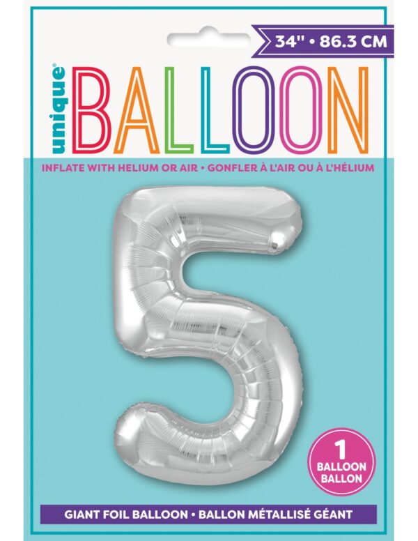 Globo Foil Número 5 Plata