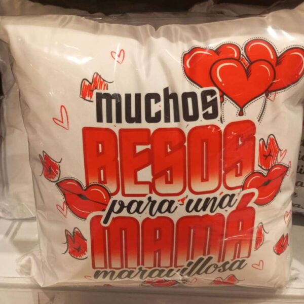 Cojín Muchos besos para una mamá maravillosa Cojín Muchos besos para una mamá maravillosa