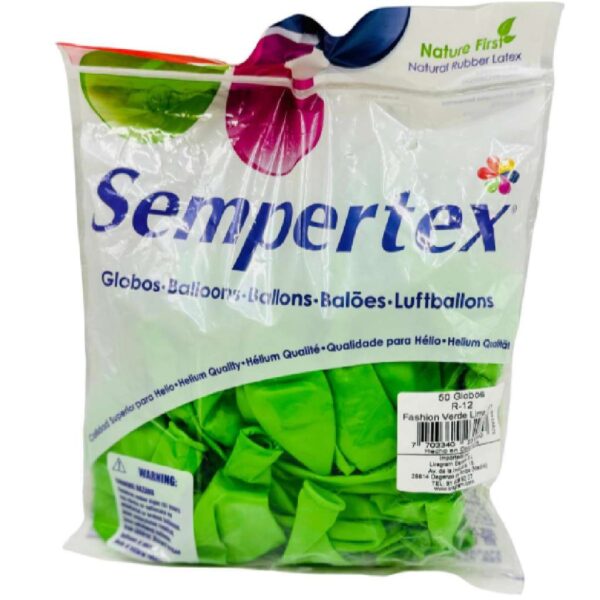 Globos latex biodegradable 50 uds (6) Globos latex biodegradable 50 uds Verde Lima Sempertex