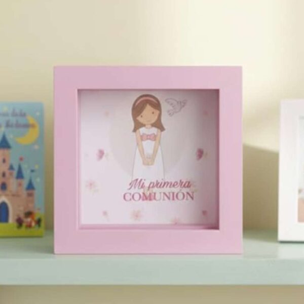 Hucha de madera rosa para niña regalo de comunión