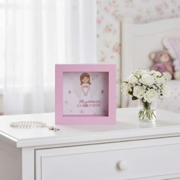 Hucha de madera rosa para niña regalo de comunión