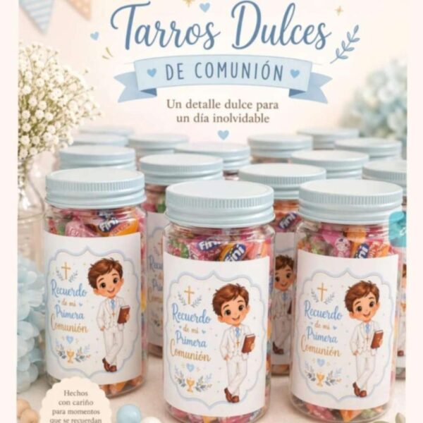 Tarros dulces recuerdo primera comunión chico