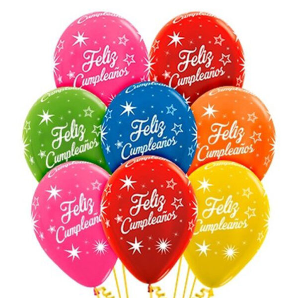 destellos Globos latex 6 uds Feliz Cumpleaños Colores